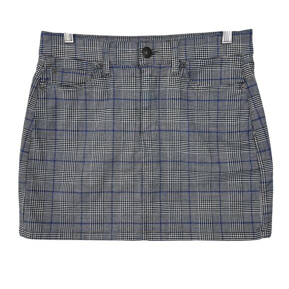 American Eagle Outfitters Dresses & Skirts - American Eagle Women's Size 4 Hi-Rise Mini Skirt Black Blue White Plaid Stretch